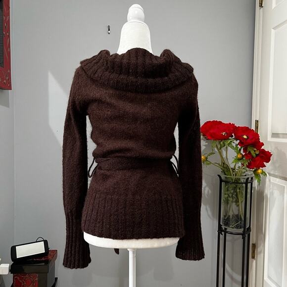 NEW Body by Victoria Mohair Draped Open Weave Shawl Collar Belted Wrap Sweater … - Picture 2 of 16